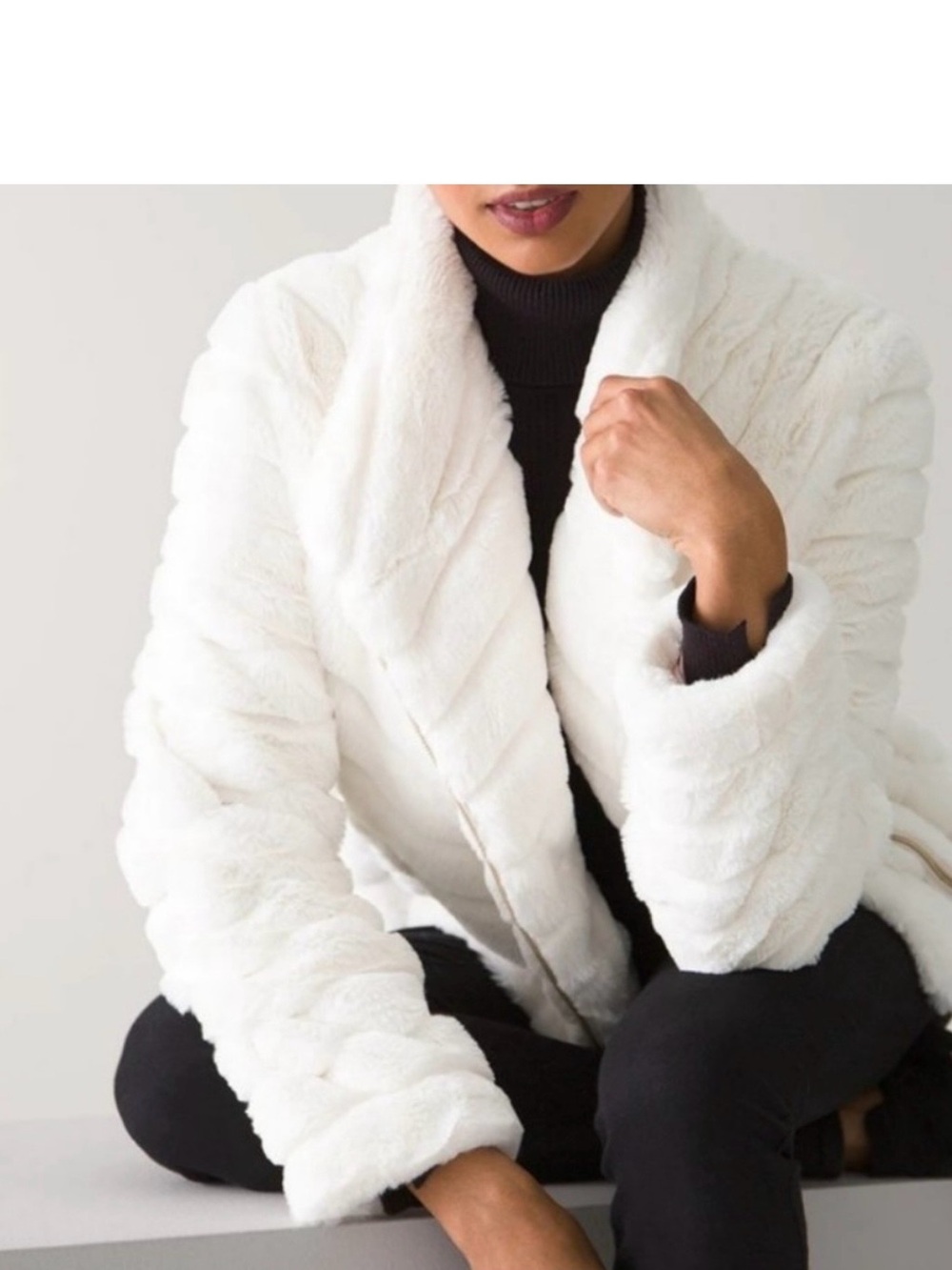 WHBM Faux Fur Moto Jacket